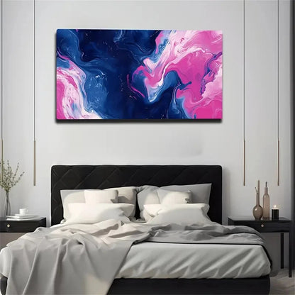 Vivid Flowing Design Purple Wall Art Canvas Office Home Room Framed 120x60cm
