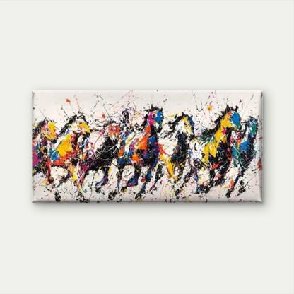 Running Horses Wall Art Canvas Office Home Room Framed 120x60cm