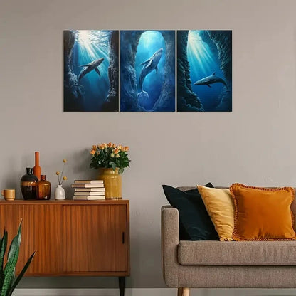 3pcs Vintage Whale & Deepsea Design Metal Print Ready to Hang Art - Bella Home Decor