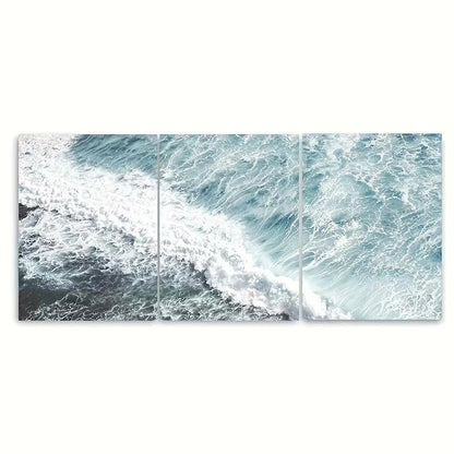 3pcs Ocean Wave Aerial Beach Waves Wall Art Set Canvas Framed 40x60cm - High Quality Print 100% Australian Made Wall Canvas Ready to Hang