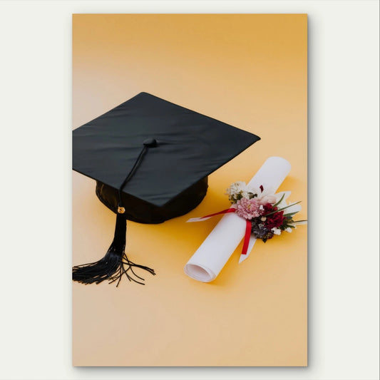 Graduation Cap and Rolled Diploma 40x60cm Metal Print Ready to Hang