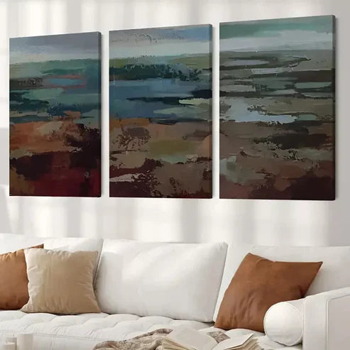 3pcs Mid Century Modern Sage Green Canvas Unframed - High Quality Print 100% Australian Made Wall Canvas