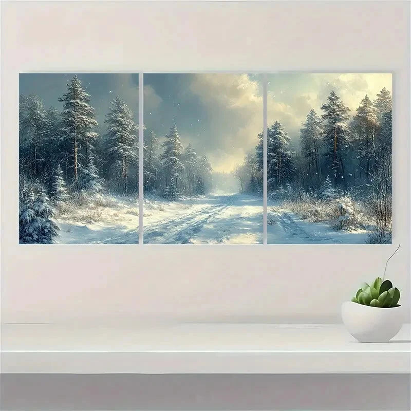 3pcs Antique Rustic Christmas Painting  Metal Print Ready to Hang Art - Bella Home Decor