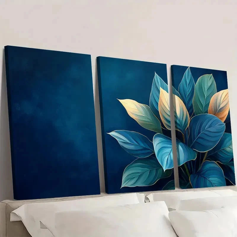 3pcs Golden Calathea Plant  GH   Wall Art Set Canvas Framed 50x70cm - High Quality Print 100% Australian Made Wall Canvas Ready to Hang - Bella Home Decor
