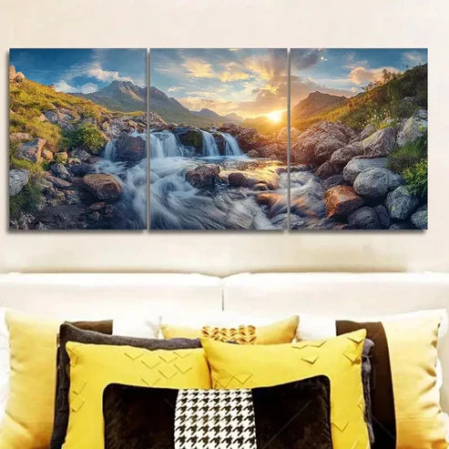 3pcs Scottish Highlands Sunset Landscape Wall Art Set Wall Art Canvas Unframed – High Quality Print 100% Australian Made Wall Canvas