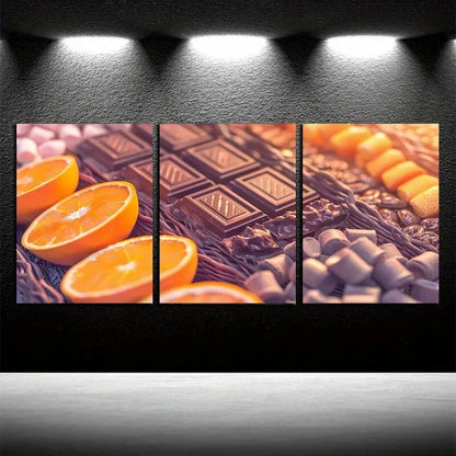3pcs Vibrant Colorful Candies Illustration Metal Print Ready to Hang Art - Bella Home Decor