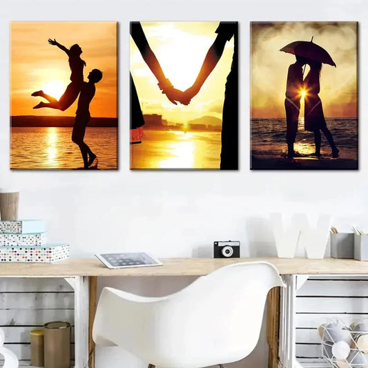 3pcs Depicting a Sunset Beach Scene Perfect Wall Art Set Canvas Framed 40x60cm - High Quality Print 100% Australian Made Wall Canvas Ready to Hang