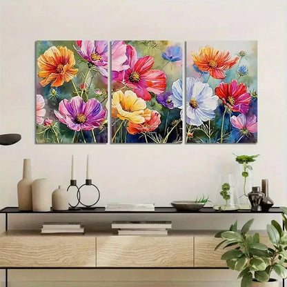 3pcs Colorful Cosmos Watercolor Painting Metal Print Ready to Hang Art - Bella Home Decor
