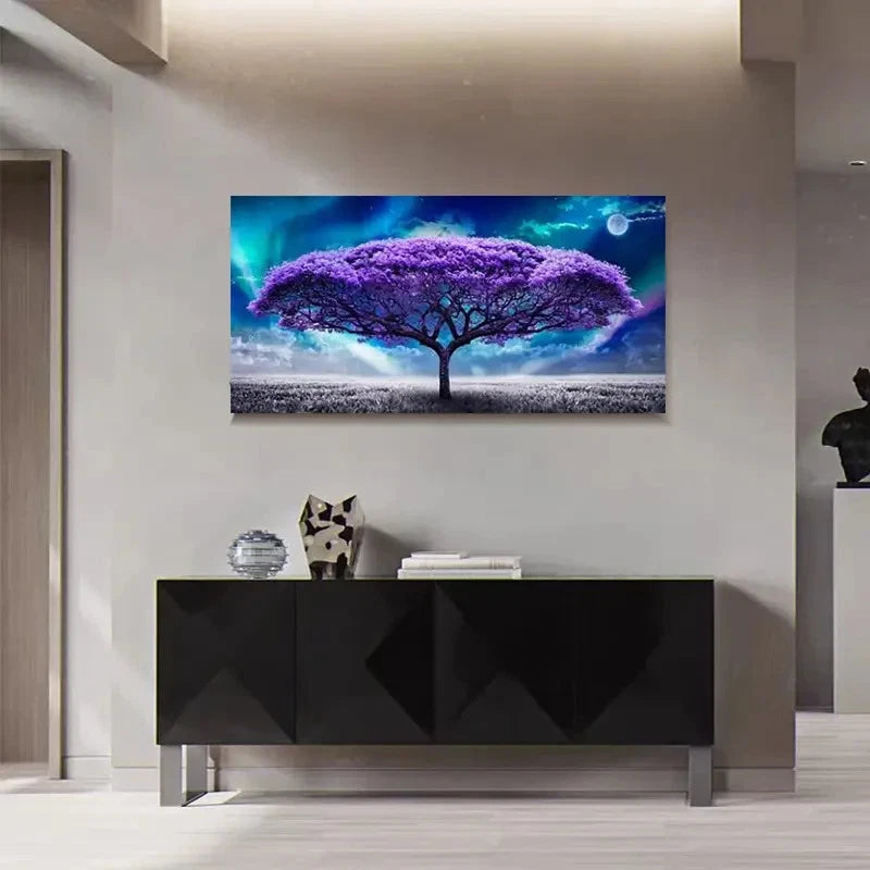 Purple Fantasy Landscape Wall Art Canvas Office Home Room Framed 120x60cm