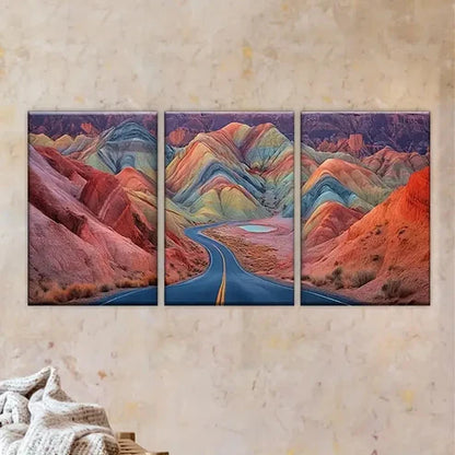 3pcs Mountain Road Art Set Wall Art Set Canvas Unframed - High Quality Print 100% Australian Made Wall Canvas - Bella Home Decor