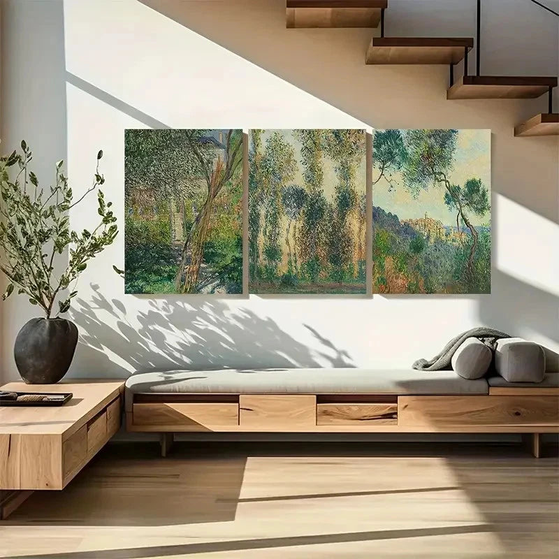 3pcs Claude Monet Summer Symbol Wall Art Metal Print Ready to Hang Art - Bella Home Decor