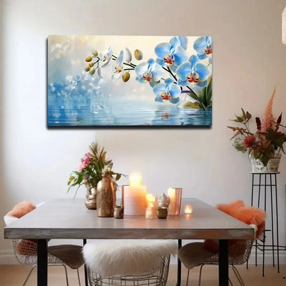 Serene Orchid and Daisy Design Wall Art canvas office home room framed 120x60cm