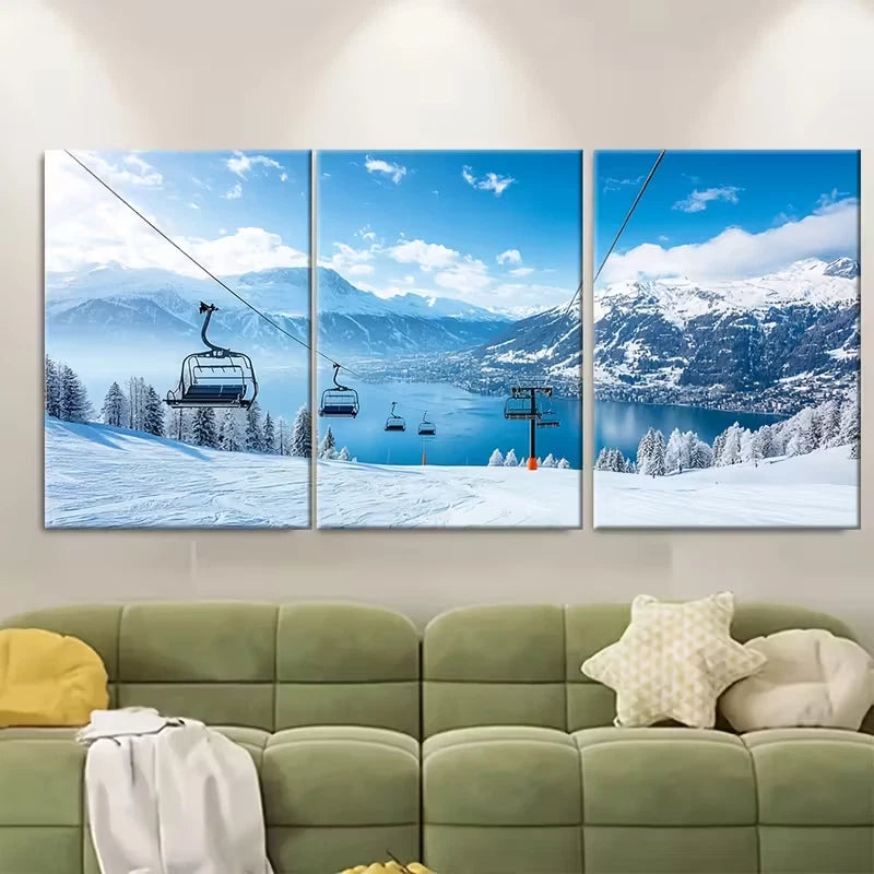 3pcs Lake Geneva & Lake Maggiore Scene Metal Print Ready to Hang Art