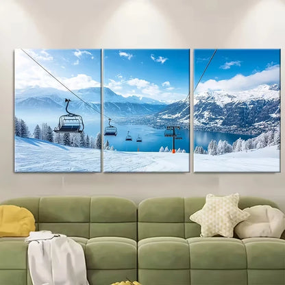 3pcs Lake Geneva & Lake Maggiore Scene Metal Print Ready to Hang Art