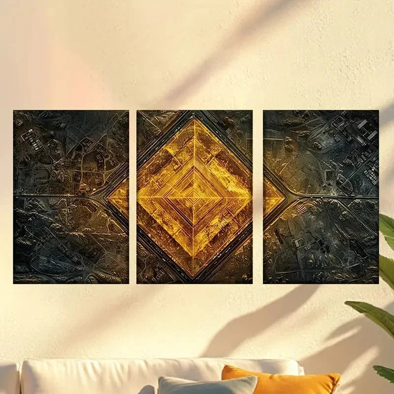 3pcs Magic Egyptian Pyramids Wall Art Set Canvas Framed 40x60cm - High Quality Print 100% Australian Made Wall Canvas Ready to Hang