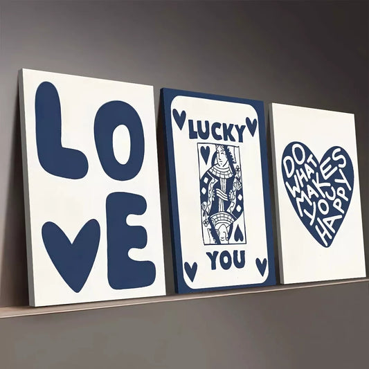 3pcs Modern Minimalist Style Love Heart Quotes Wall Art Set Canvas Framed 50x70cm - High Quality Print 100% Australian Made Wall Canvas Ready to Hang