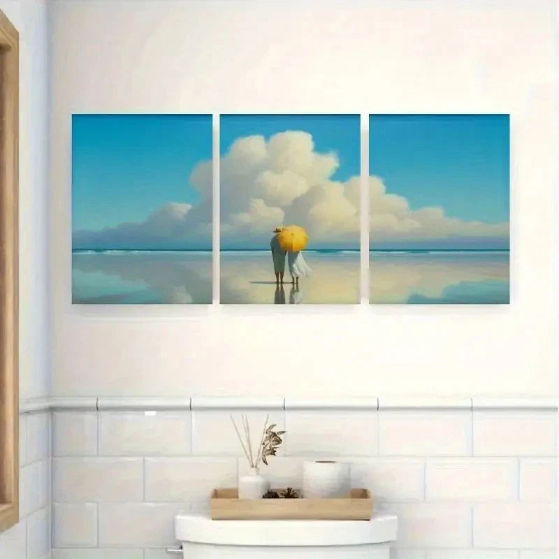3pcs Serene Beach Canvas Wall Art Set Canvas Framed 40x60cm - High Quality Print 100% Australian Made Wall Canvas Ready to Hang
