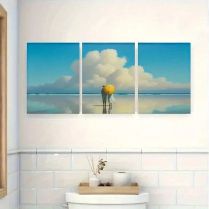 3pcs Serene Beach Canvas Wall Art Set Canvas Framed 40x60cm - High Quality Print 100% Australian Made Wall Canvas Ready to Hang