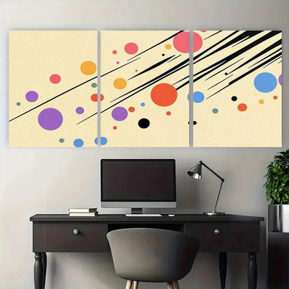 3pcs Polka Dots On Cream Background Metal Print Ready to Hang Art