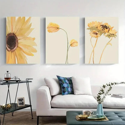 3pcs Yellow Sunflower Aesthetic Metal Print Ready to Hang Art