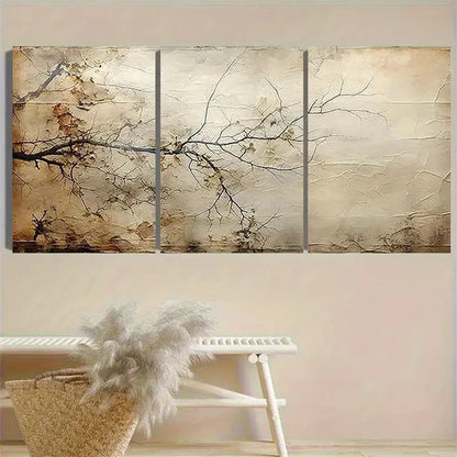 3pcs Weathered Tree Branch Texture Wall Art Canvas Unframed - High Quality Print 100% Australian Made Wall Canvas - Bella Home Decor