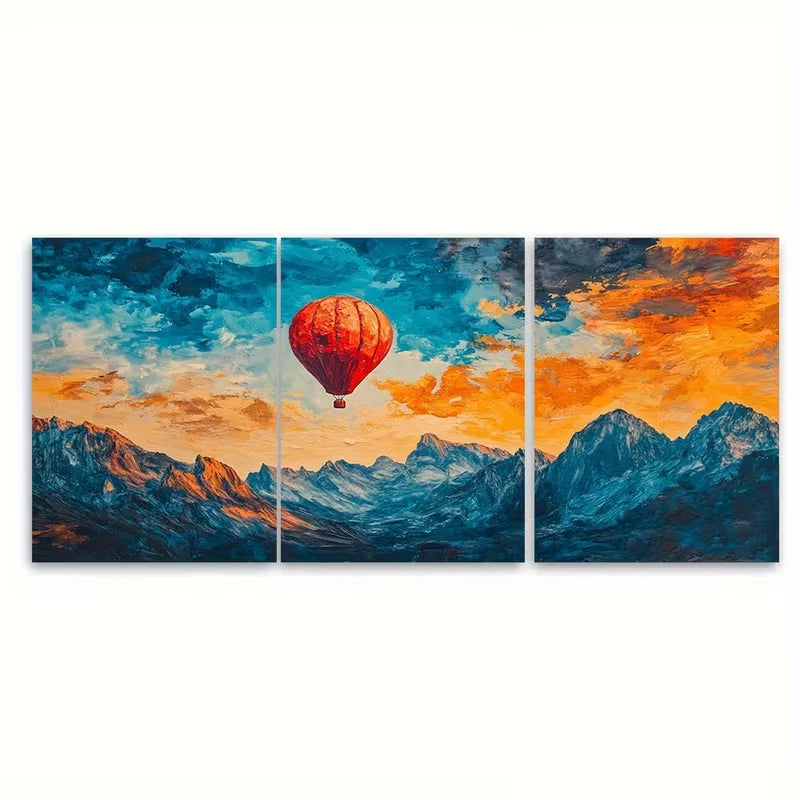 3pcs Denver Colorado Hot Air Balloons Metal Print Ready to Hang Art - Bella Home Decor