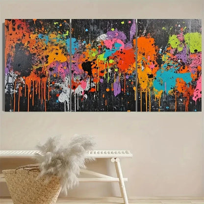 3pcs Graffiti Art Splatter Art Grunge Wall Art Set Canvas Framed 40x60cm - High Quality Print 100% Australian Made Wall Canvas Ready to Hang - Bella Home Decor