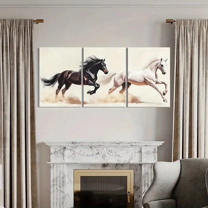 3pcs Equestrian Spirit Galloping Horses Poster Metal Print Ready to Hang Art - Bella Home Decor