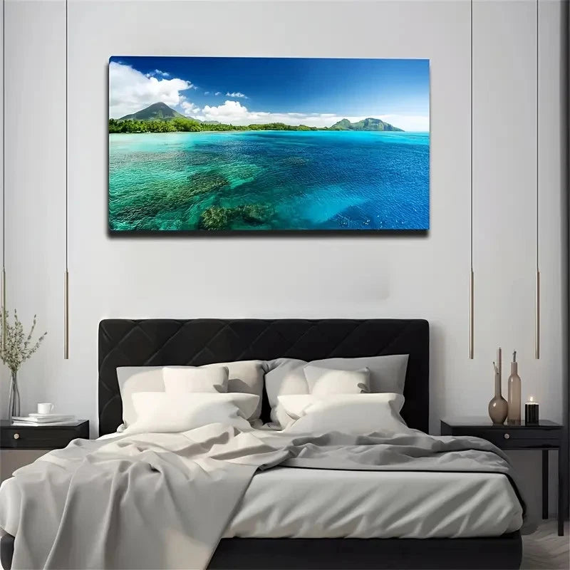 Impressionist Mountain Moon Wall Art Canvas Office Home Room Framed 120x60cm