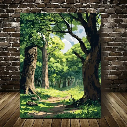 Beautiful Vibrant Greenery and Sunlit Pathway 40x60cm Metal Print Ready to Hang - Bella Home Decor