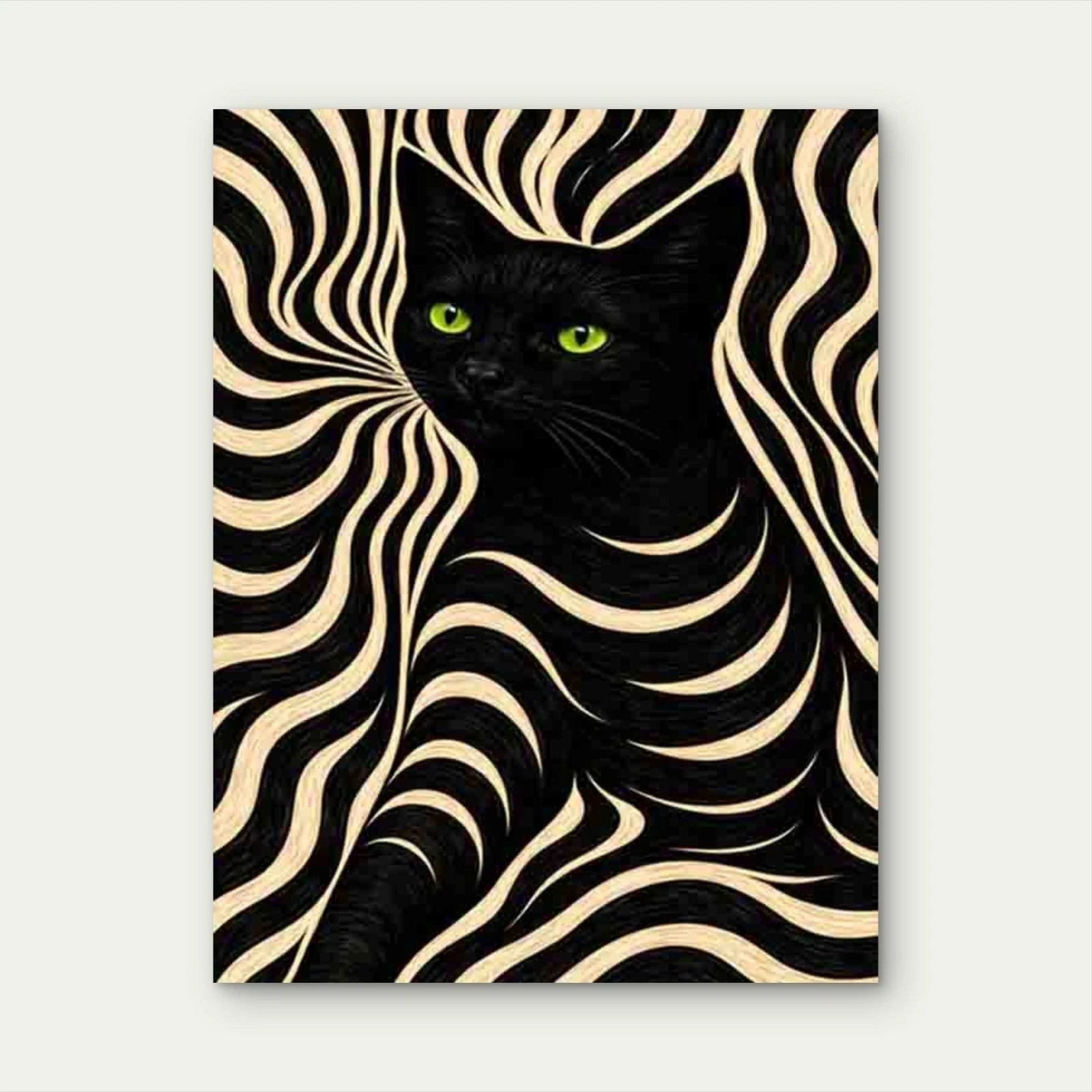 Black Cat Art 40x60cm Metal Print Ready to Hang - Bella Home Decor