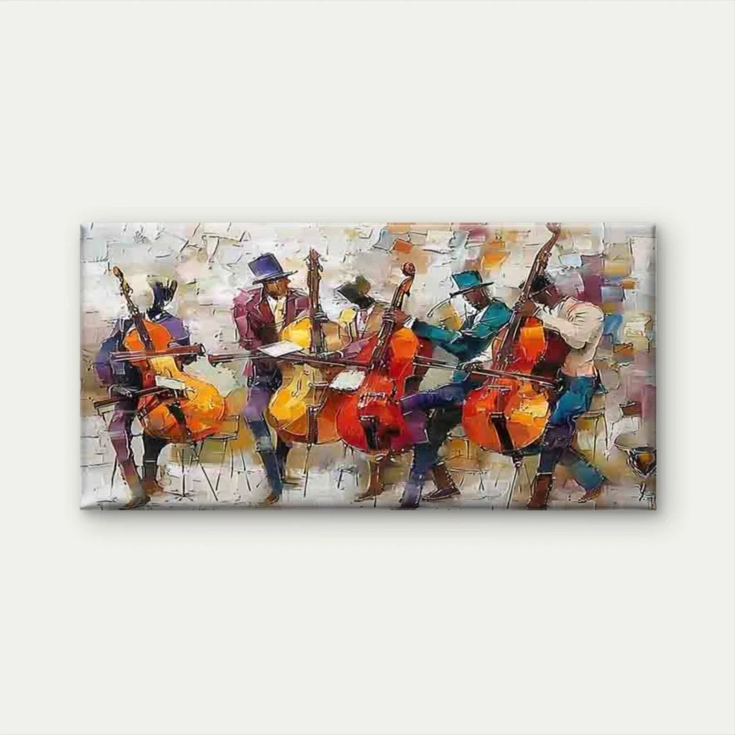 Jazz Musician Playing The Cello Wall Art Canvas Office Home Room Framed 120x60cm