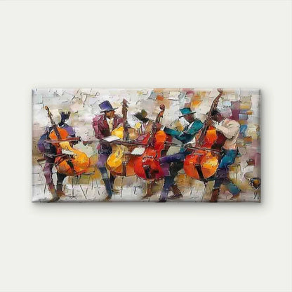 Jazz Musician Playing The Cello Wall Art Canvas Office Home Room Framed 120x60cm