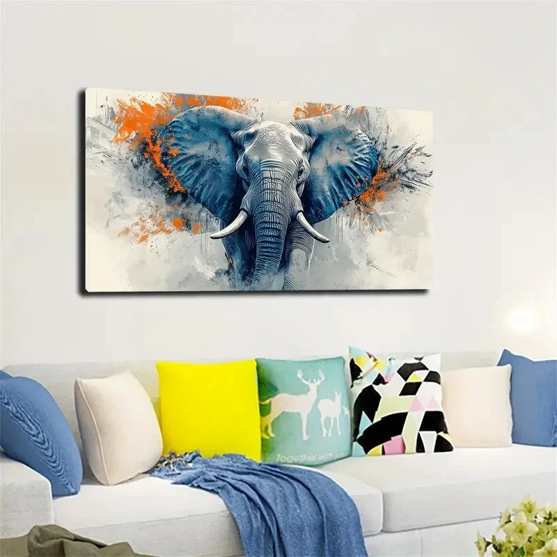 Majestic Elephant Design Wall Art canvas office home room framed 120x60cm - Bella Home Decor