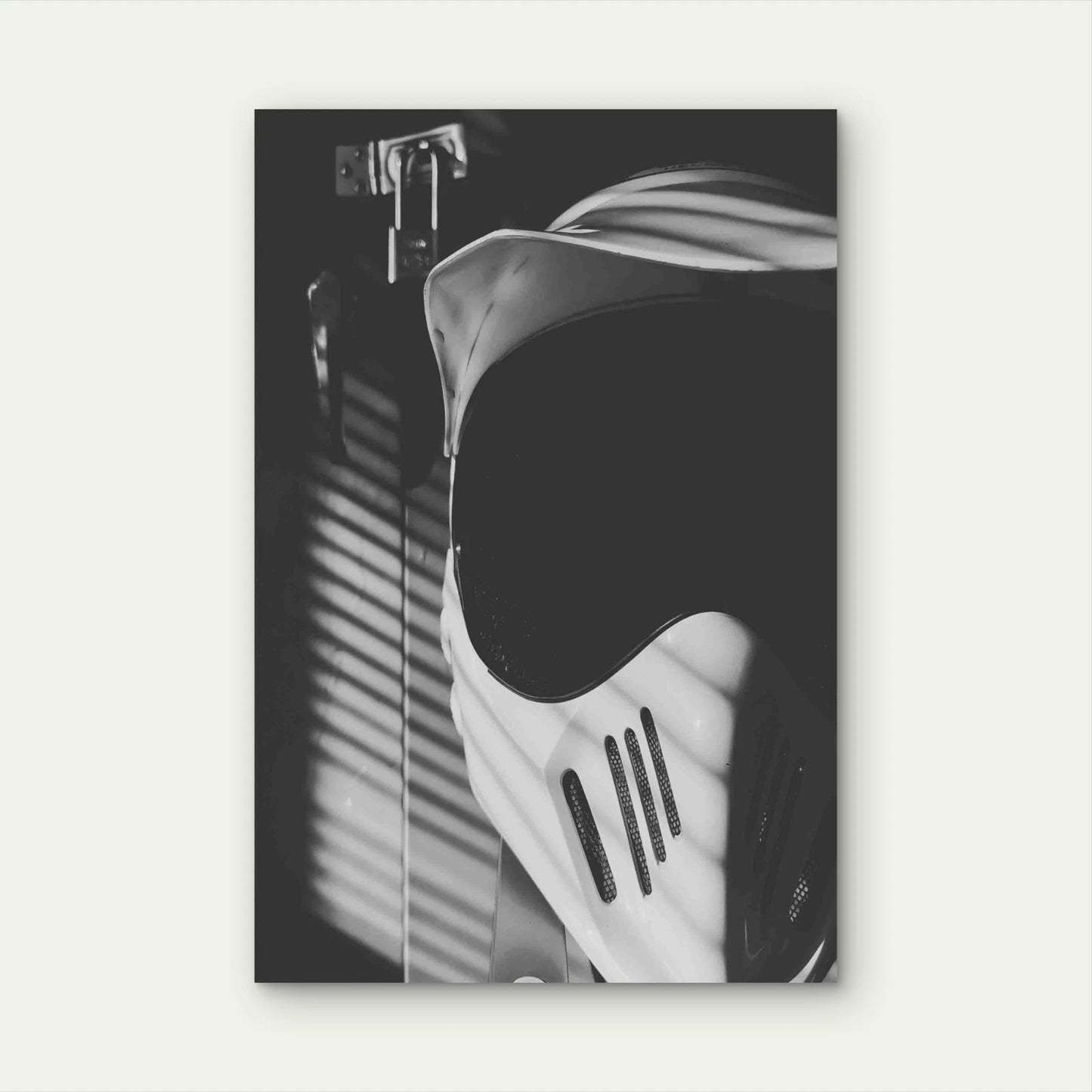 Retro-Style, Full-Face Motorcycle Helmet Metal Print Ready to Hang