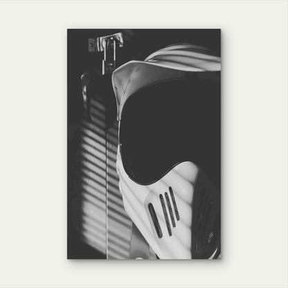 Retro-Style, Full-Face Motorcycle Helmet Metal Print Ready to Hang