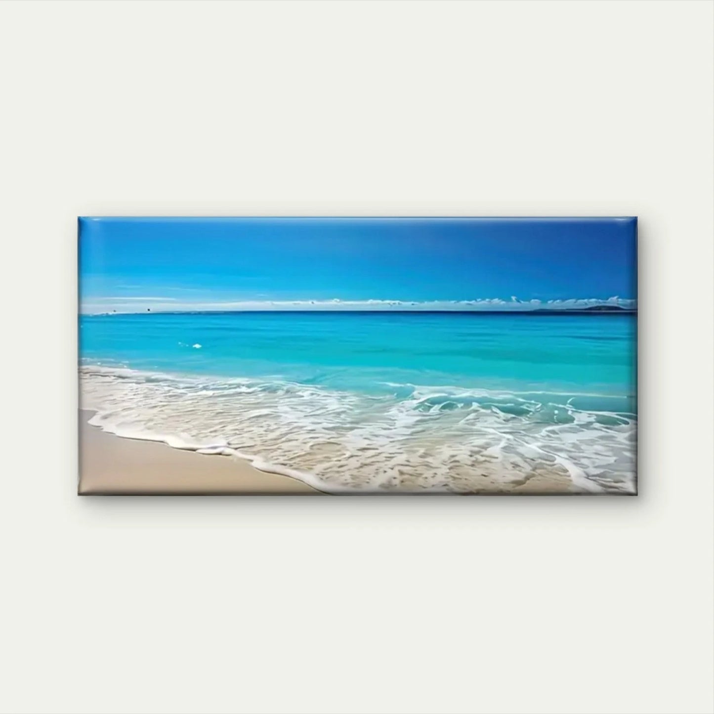 Beach Scene Blue Sky Wall Art Canvas Office Home Room Framed 120x60cm