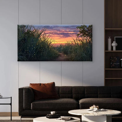 Charming Rice Field Sunset Wall Art Canvas Office Home Room Framed 120x60cm