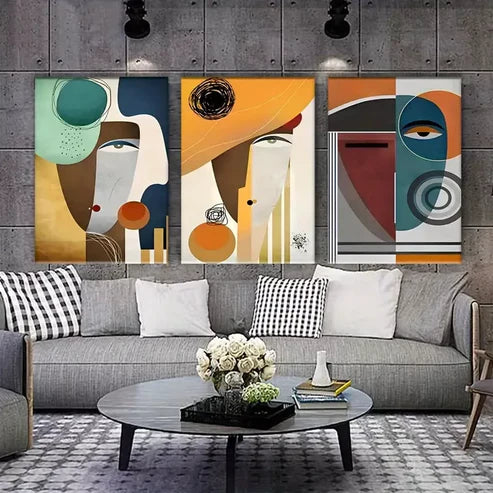 3pcs Picasso-Inspired Abstract Modern Wall Art Set Canvas Unframed - High Quality Print 100% Australian Made Wall Canvas