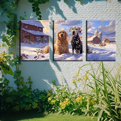 3pcs Golden Retriever and A Dalmatian Dog Design Metal Print Ready to Hang Art - Bella Home Decor