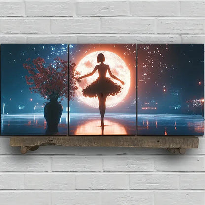 3pcs The Girl Dancing Under The Starry Sky Metal Print Ready to Hang Art - Bella Home Decor