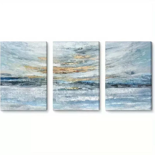3pcs Seascape Wall Art Set Canvas Framed 50x70cm - High Quality Print 100% Australian Made Wall Canvas Ready to Hang