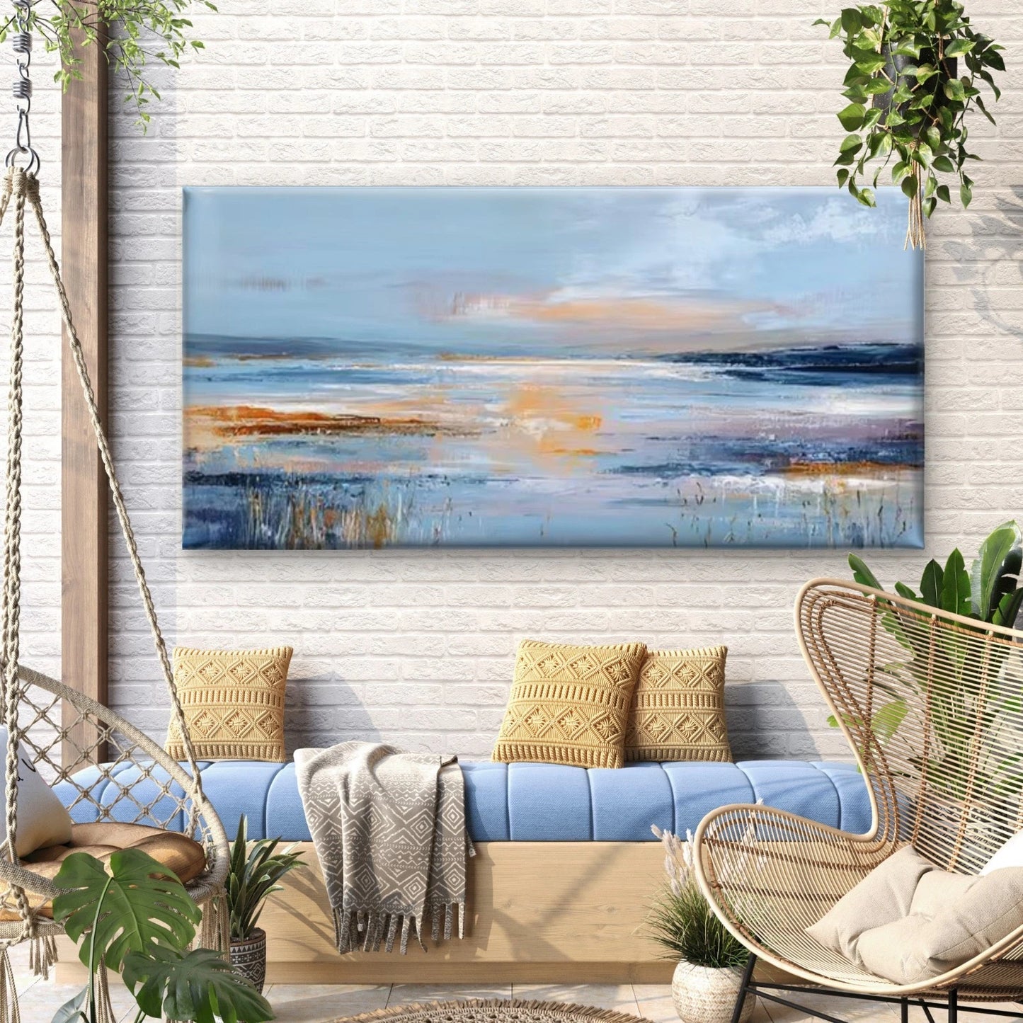 Colorful Textured Abstract Landscape Wall Art Canvas Office Home Room Framed 120x60cm - Bella Home Decor
