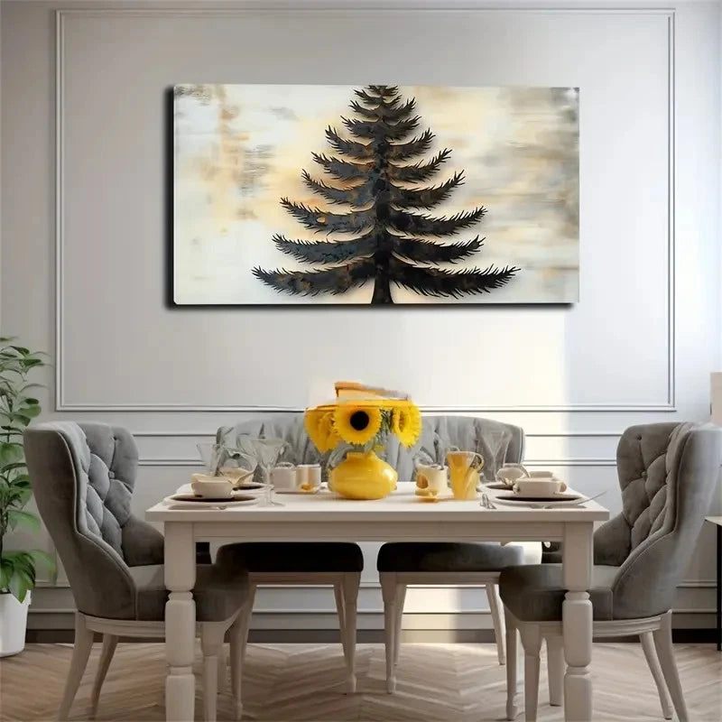 Black Forked Tree Abstract Wall Art Canvas Office Home Room Framed 120x60cm