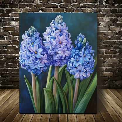 Vibrant Blue Hyacinth Flowers with Dark Background 40x60cm Metal Print Ready to Hang - Bella Home Decor