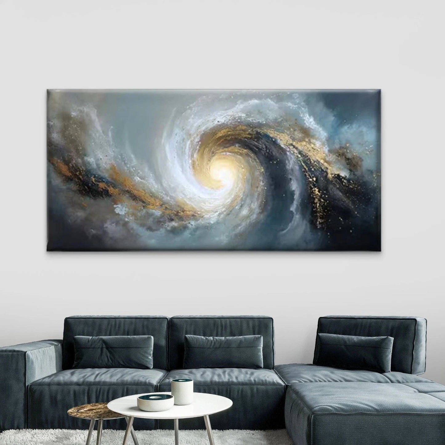 Abstract Spiral Galaxy Wall Art Canvas Office Home Room Framed 120x60cm
