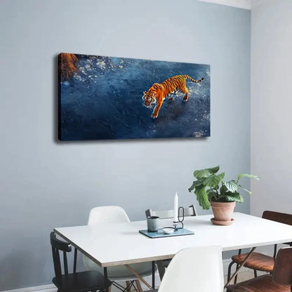 Majestic Tiger Walking Ice Wall Art Canvas Office Home Room Framed 120x60cm - Bella Home Decor
