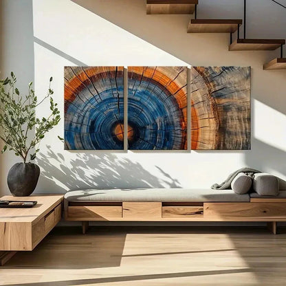 3pcs Wooden Texture Growth Rings Natural Beauty Metal Print Ready to Hang Art - Bella Home Decor