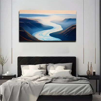River Landscape Décor Style Wall Art canvas Office Home Room Framed 120x60cm