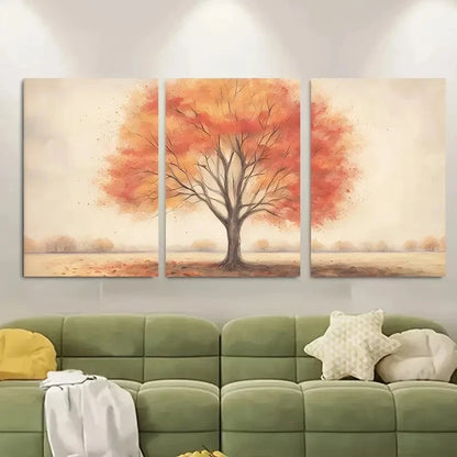 3pcs Vintage Autumn Tree Fall Tree Metal Print Ready to Hang Art